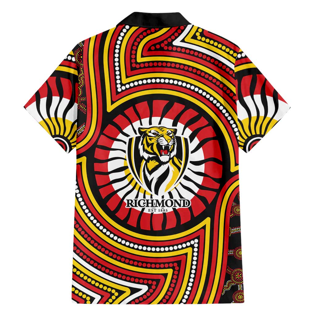 Richmond Football Club Hawaiian Shirt Indigenous Monochrome Dot Art Mascot Style
