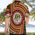 Richmond Football Club Hawaiian Shirt Indigenous Monochrome Dot Art Mascot Style