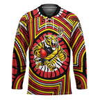 Richmond Football Club Hockey Jersey Indigenous Monochrome Dot Art Mascot Style
