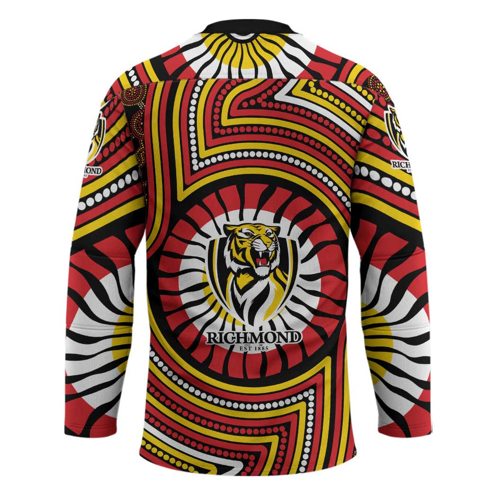 Richmond Football Club Hockey Jersey Indigenous Monochrome Dot Art Mascot Style