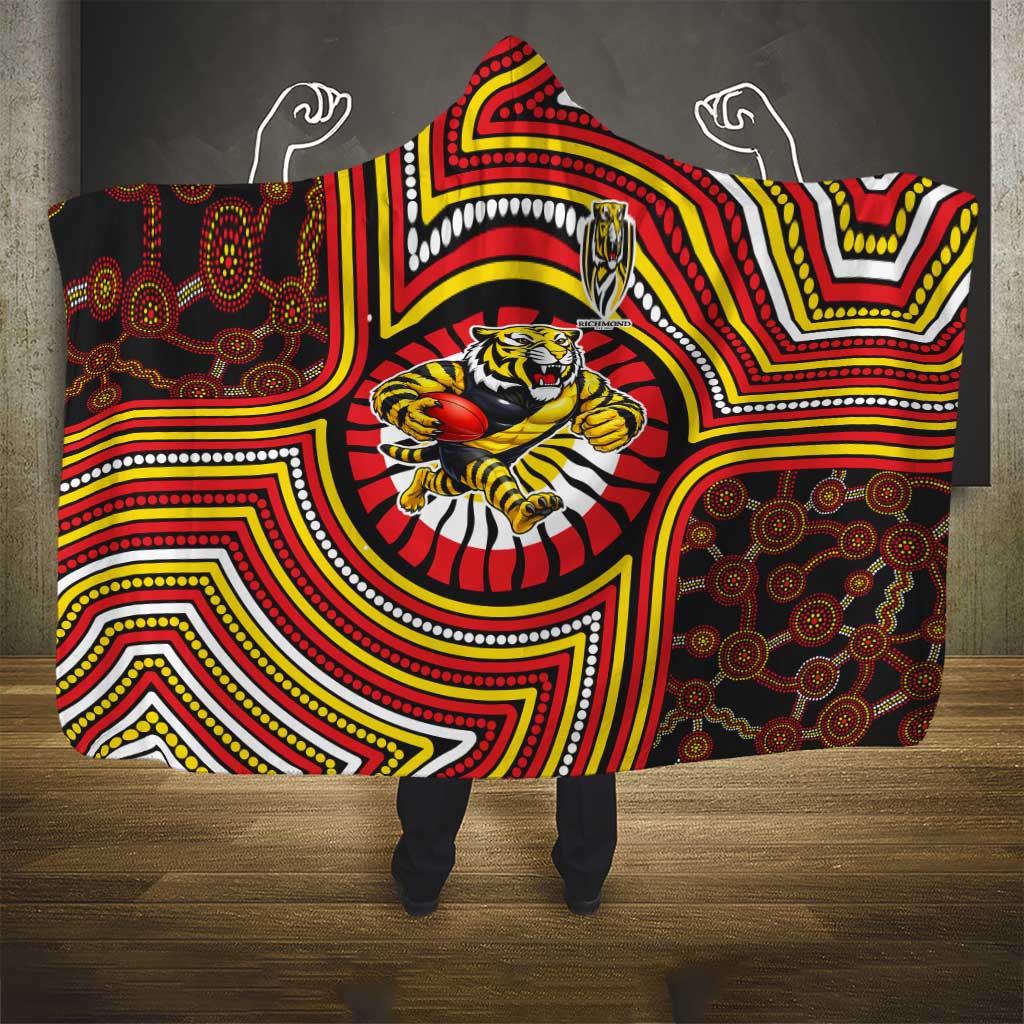 Richmond Football Club Hooded Blanket Indigenous Monochrome Dot Art Mascot Style