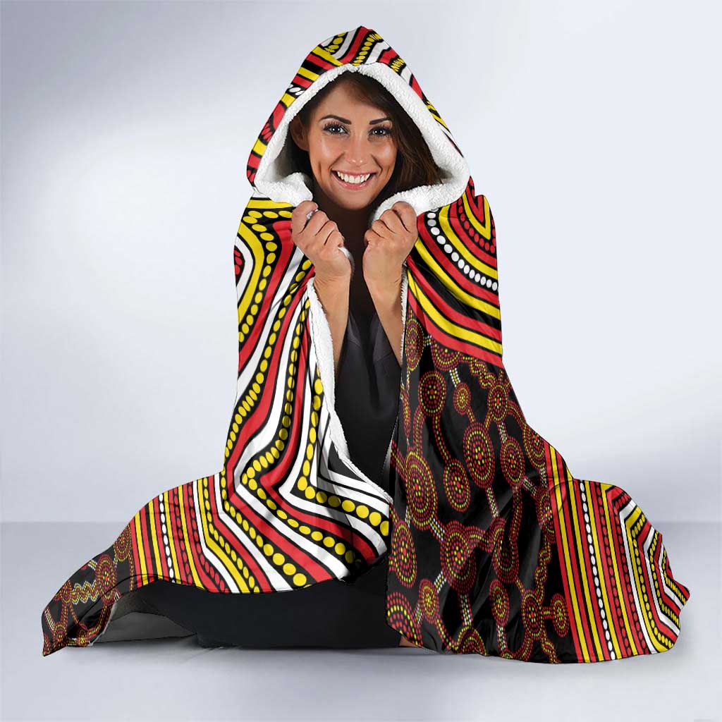 Richmond Football Club Hooded Blanket Indigenous Monochrome Dot Art Mascot Style