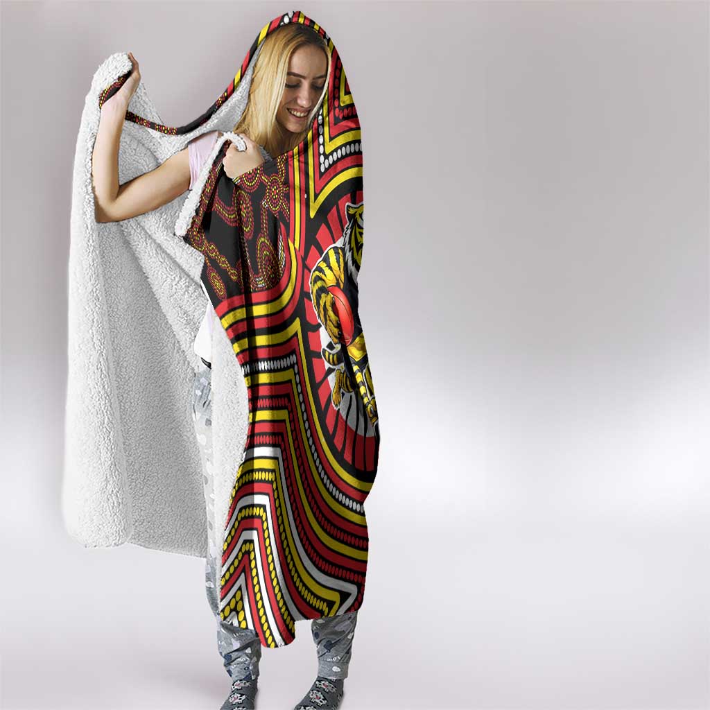 Richmond Football Club Hooded Blanket Indigenous Monochrome Dot Art Mascot Style