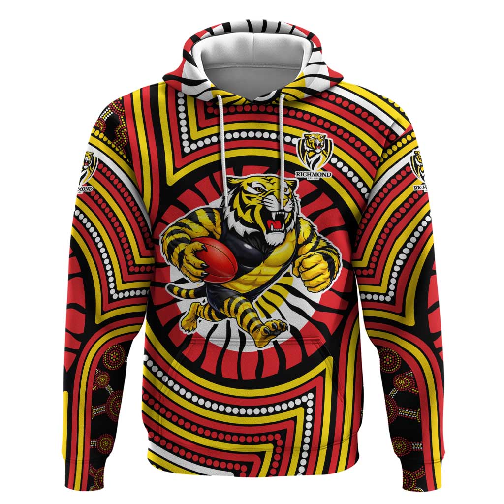 Richmond Football Club Hoodie Indigenous Monochrome Dot Art Mascot Style