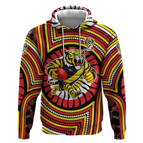 Richmond Football Club Hoodie Indigenous Monochrome Dot Art Mascot Style