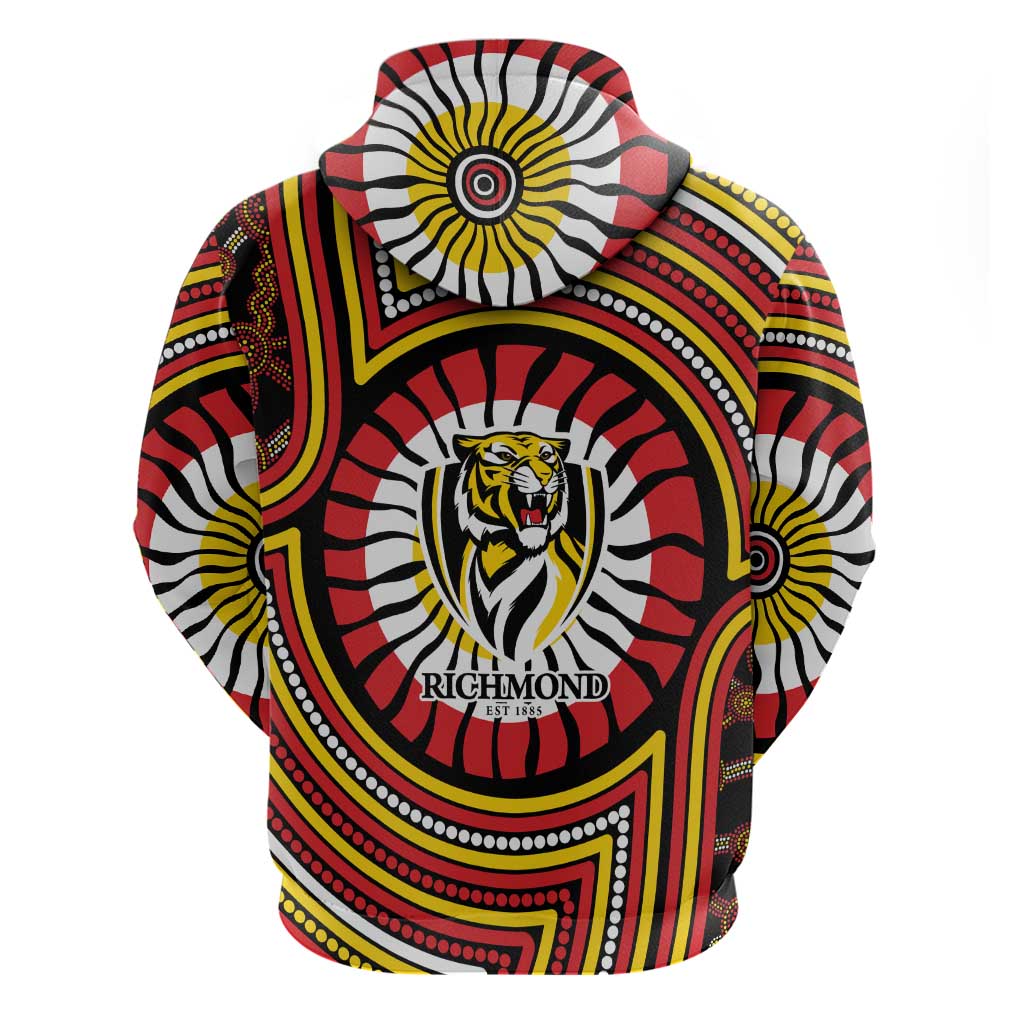 Richmond Football Club Hoodie Indigenous Monochrome Dot Art Mascot Style