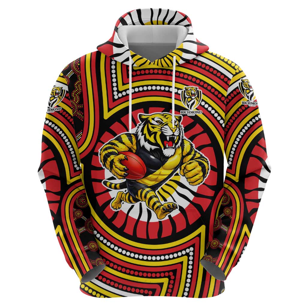 Richmond Football Club Hoodie Indigenous Monochrome Dot Art Mascot Style