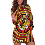 Richmond Football Club Hoodie Dress Indigenous Monochrome Dot Art Mascot Style