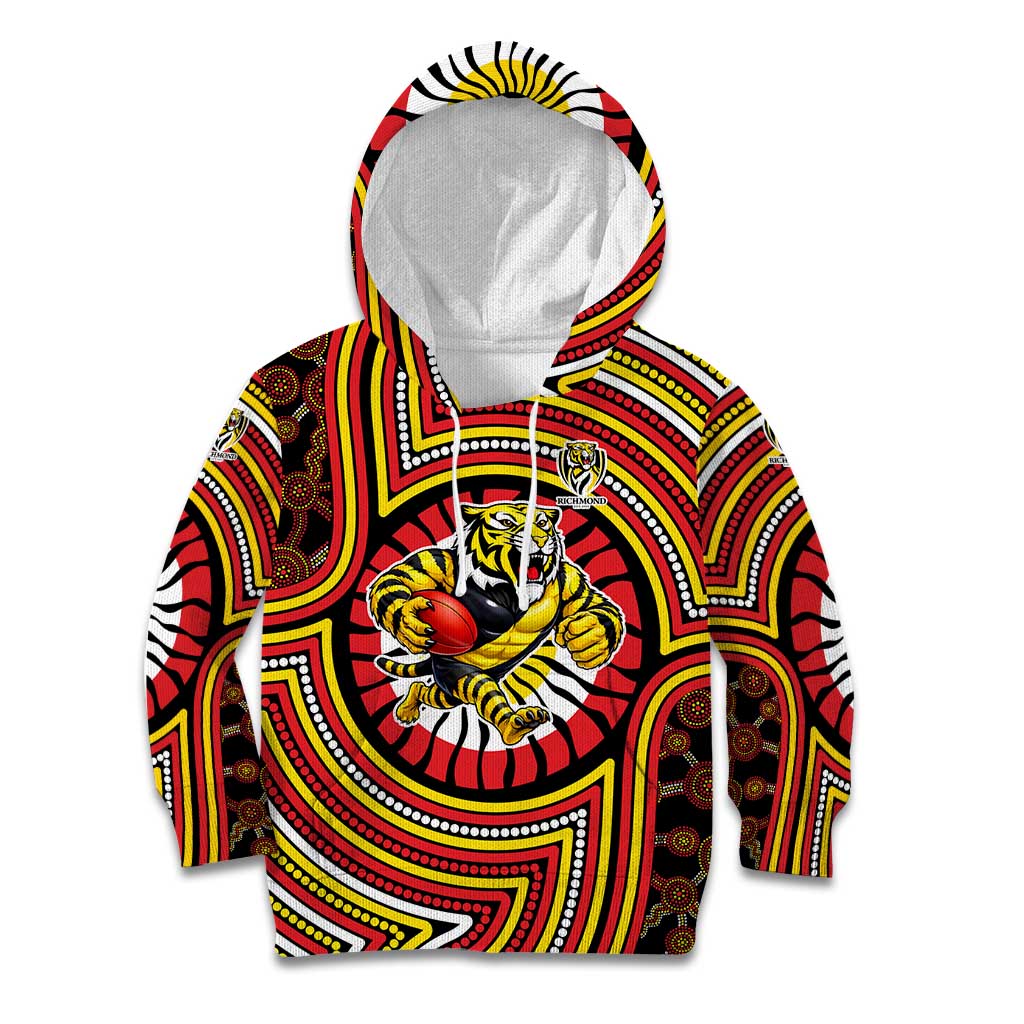 Richmond Football Club Kid Hoodie Indigenous Monochrome Dot Art Mascot Style