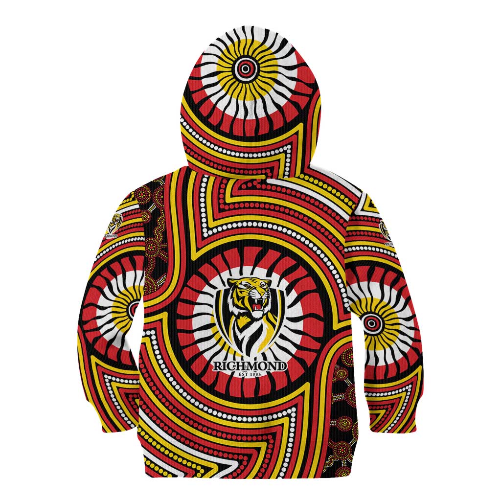 Richmond Football Club Kid Hoodie Indigenous Monochrome Dot Art Mascot Style