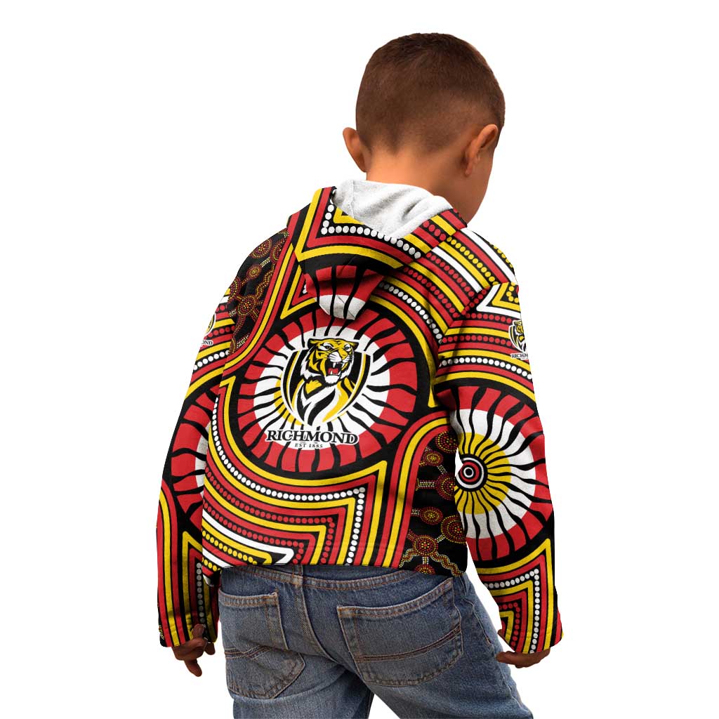 Richmond Football Club Kid Hoodie Indigenous Monochrome Dot Art Mascot Style
