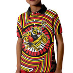 Richmond Football Club Kid Polo Shirt Indigenous Monochrome Dot Art Mascot Style