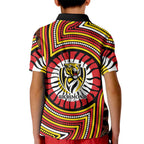 Richmond Football Club Kid Polo Shirt Indigenous Monochrome Dot Art Mascot Style