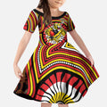 Richmond Football Club Kid Short Sleeve Dress Indigenous Monochrome Dot Art Mascot Style