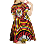 Richmond Football Club Kid Short Sleeve Dress Indigenous Monochrome Dot Art Mascot Style