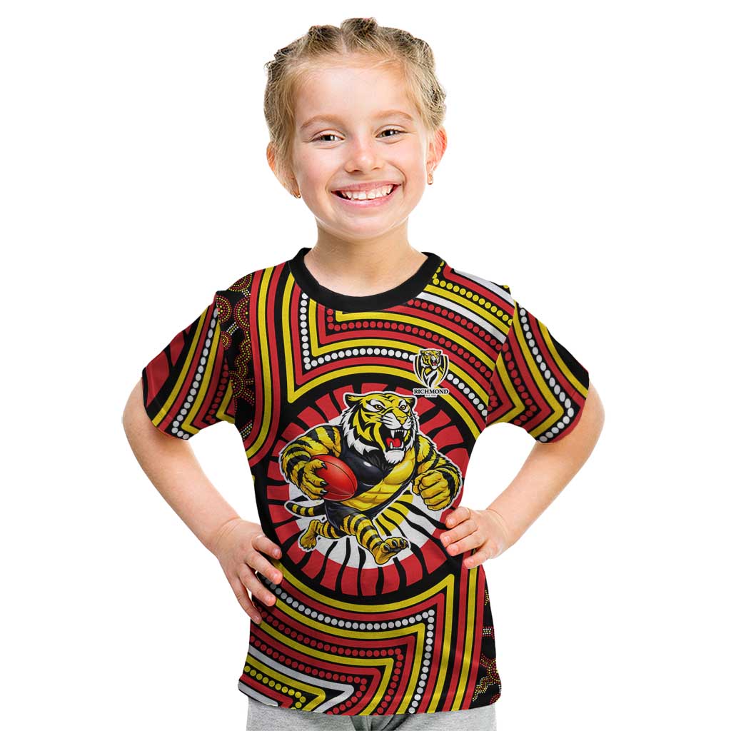 Richmond Football Club Kid T Shirt Indigenous Monochrome Dot Art Mascot Style