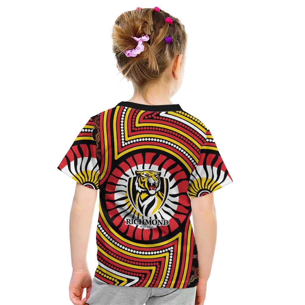 Richmond Football Club Kid T Shirt Indigenous Monochrome Dot Art Mascot Style