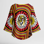 Richmond Football Club Kimono Sleeve Blouse Indigenous Monochrome Dot Art Mascot Style