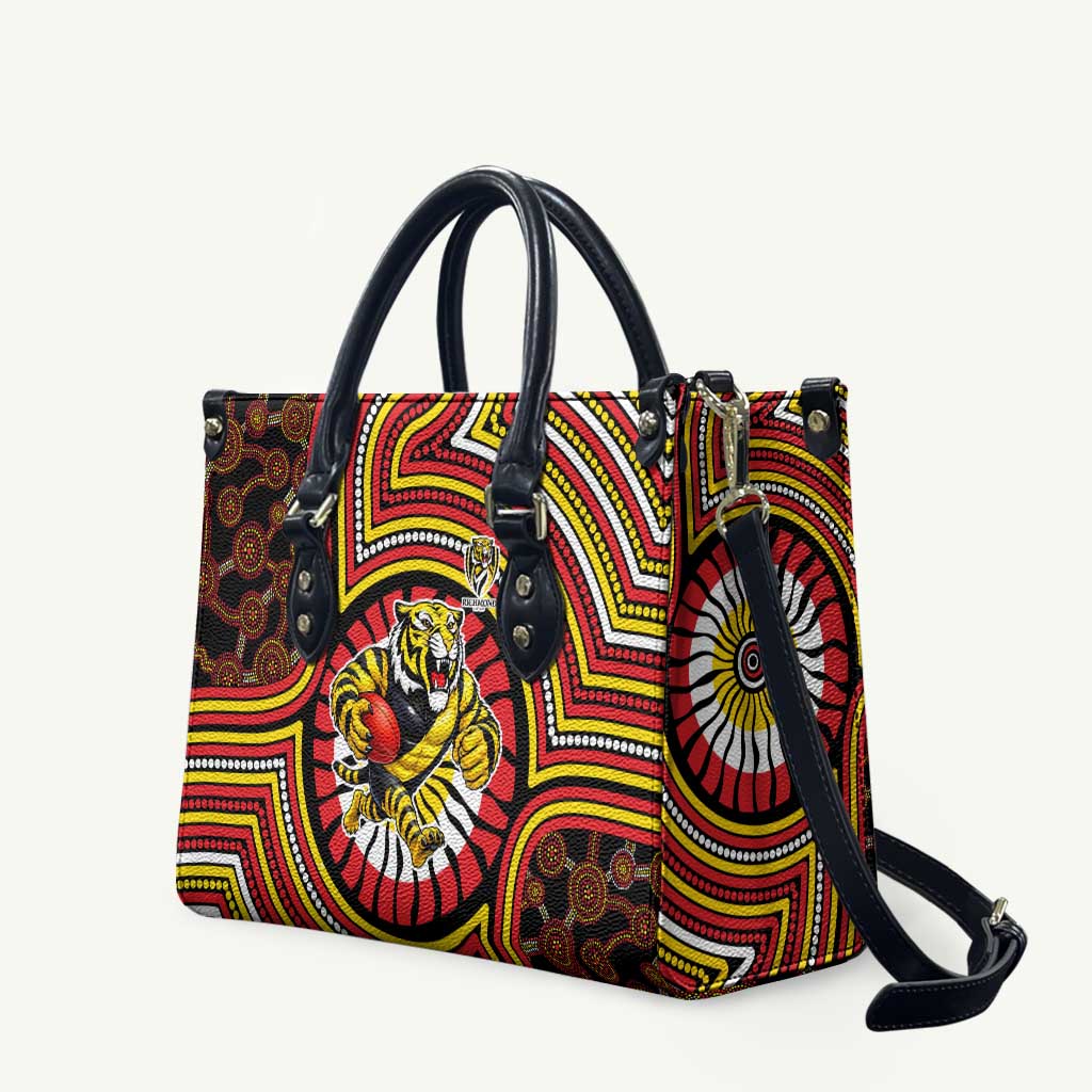 Richmond Football Club Leather Bag Indigenous Monochrome Dot Art Mascot Style