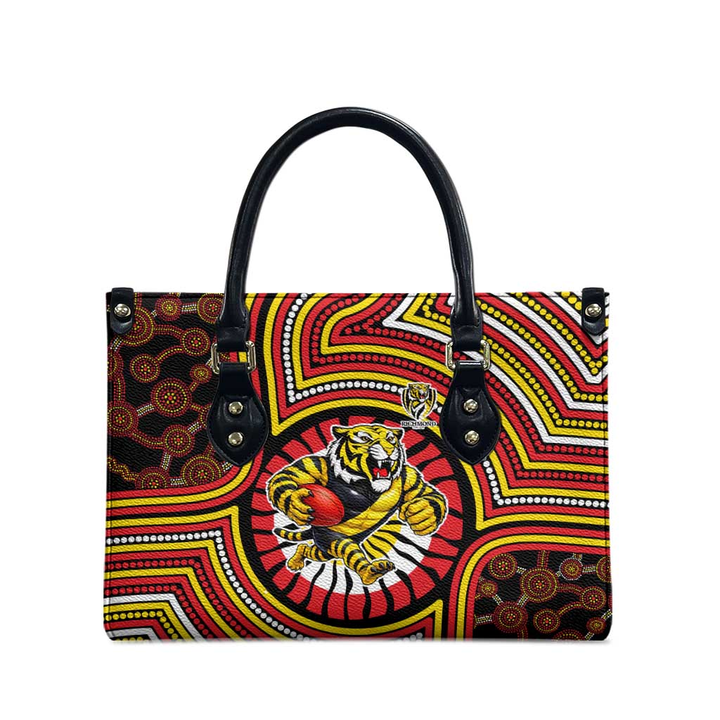 Richmond Football Club Leather Bag Indigenous Monochrome Dot Art Mascot Style