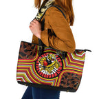 Richmond Football Club Leather Tote Bag Indigenous Monochrome Dot Art Mascot Style
