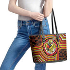 Richmond Football Club Leather Tote Bag Indigenous Monochrome Dot Art Mascot Style