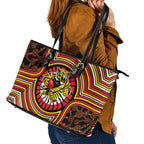 Richmond Football Club Leather Tote Bag Indigenous Monochrome Dot Art Mascot Style