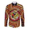 Richmond Football Club Long Sleeve Button Shirt Indigenous Monochrome Dot Art Mascot Style