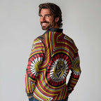 Richmond Football Club Long Sleeve Polo Shirt Indigenous Monochrome Dot Art Mascot Style