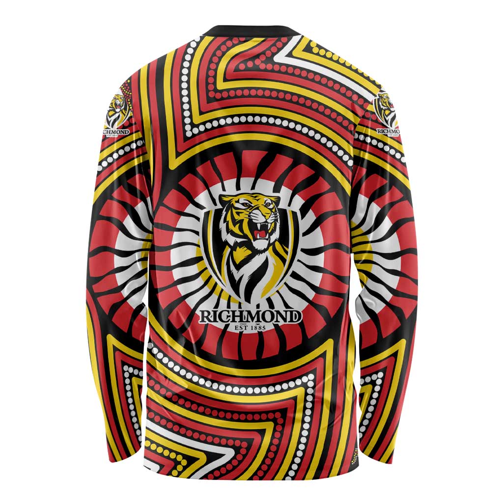Richmond Football Club Long Sleeve Shirt Indigenous Monochrome Dot Art Mascot Style