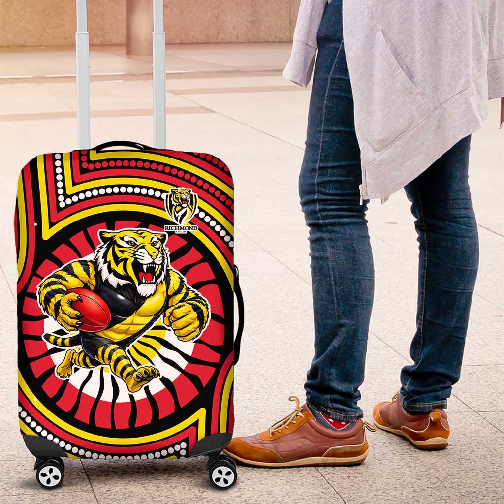 Richmond Football Club Luggage Cover Indigenous Monochrome Dot Art Mascot Style