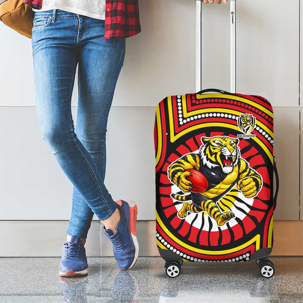 Richmond Football Club Luggage Cover Indigenous Monochrome Dot Art Mascot Style