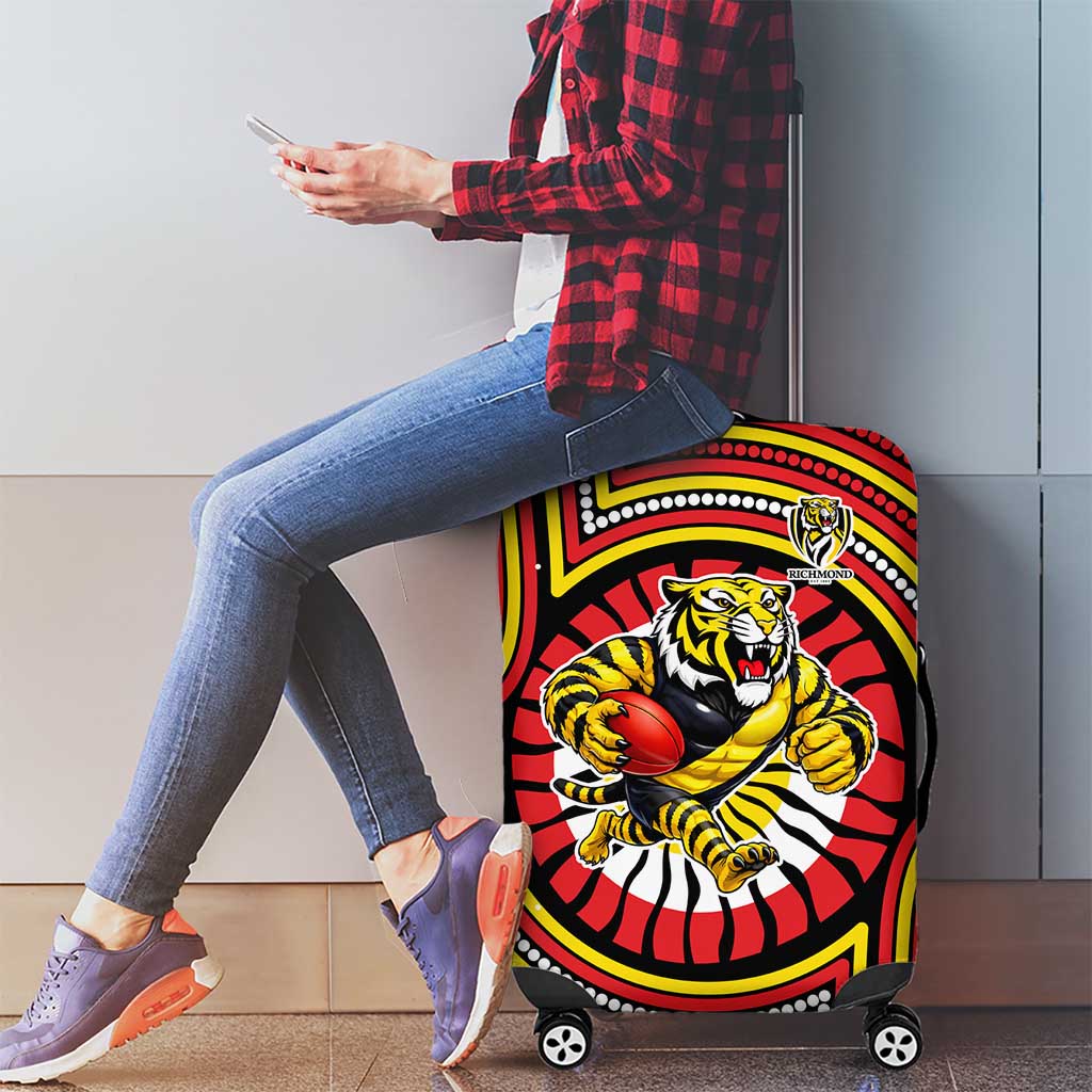 Richmond Football Club Luggage Cover Indigenous Monochrome Dot Art Mascot Style