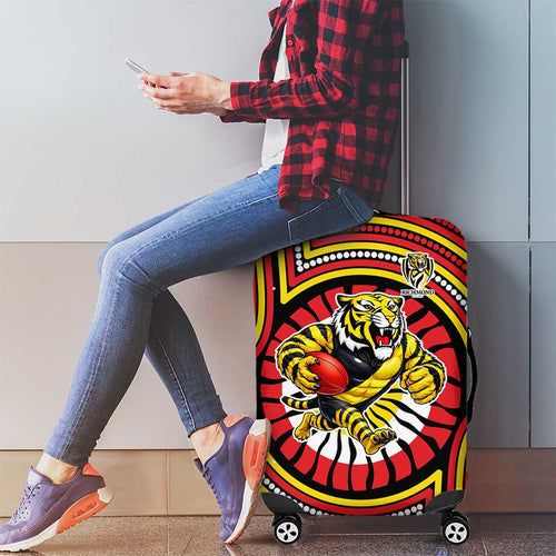 Richmond Football Club Luggage Cover Indigenous Monochrome Dot Art Mascot Style