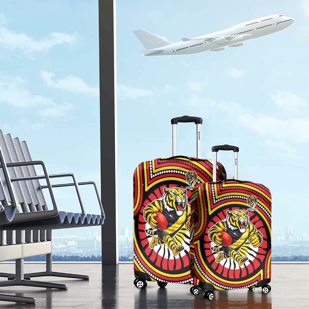 Richmond Football Club Luggage Cover Indigenous Monochrome Dot Art Mascot Style