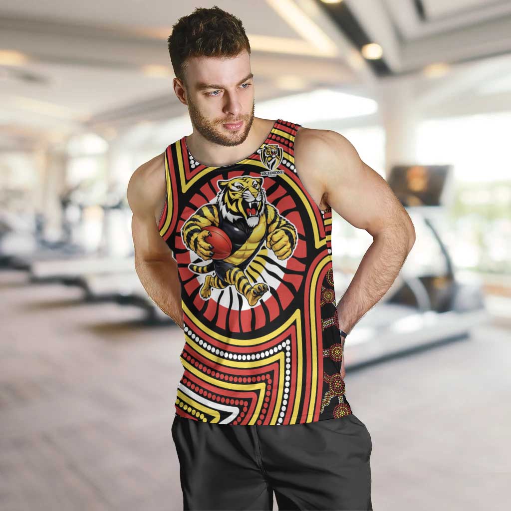 Richmond Football Club Men Tank Top Indigenous Monochrome Dot Art Mascot Style