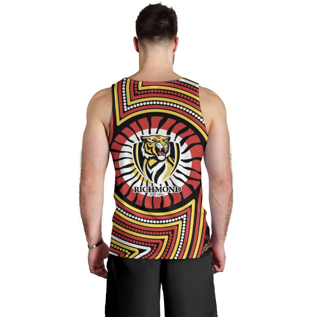 Richmond Football Club Men Tank Top Indigenous Monochrome Dot Art Mascot Style
