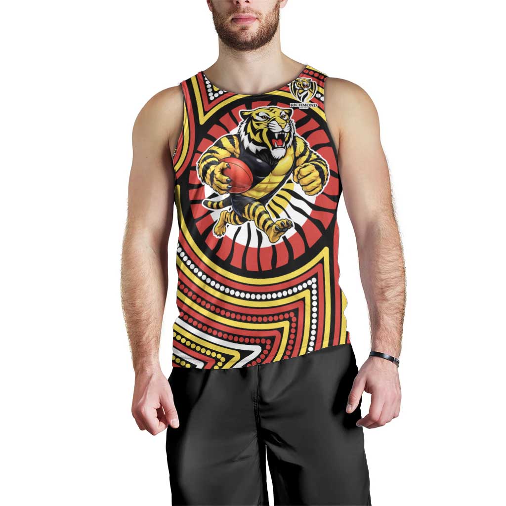 Richmond Football Club Men Tank Top Indigenous Monochrome Dot Art Mascot Style