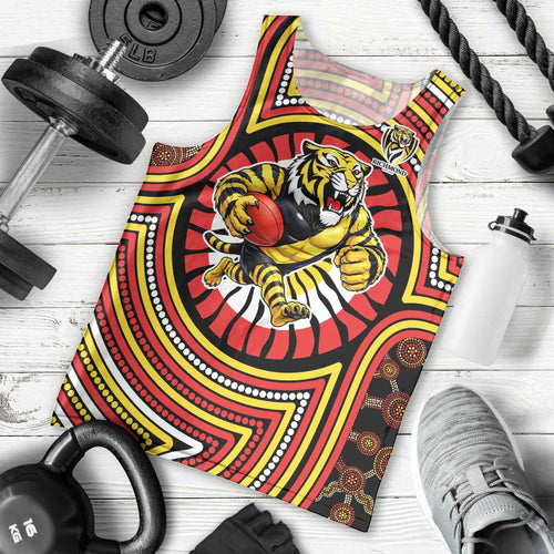 Richmond Football Club Men Tank Top Indigenous Monochrome Dot Art Mascot Style