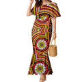 Richmond Football Club Mermaid Dress Indigenous Monochrome Dot Art Mascot Style