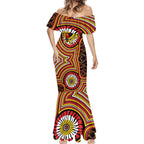Richmond Football Club Mermaid Dress Indigenous Monochrome Dot Art Mascot Style