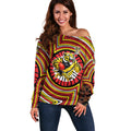 Richmond Football Club Off Shoulder Sweater Indigenous Monochrome Dot Art Mascot Style
