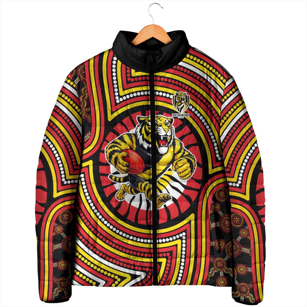 Richmond Football Club Padded Jacket Indigenous Monochrome Dot Art Mascot Style