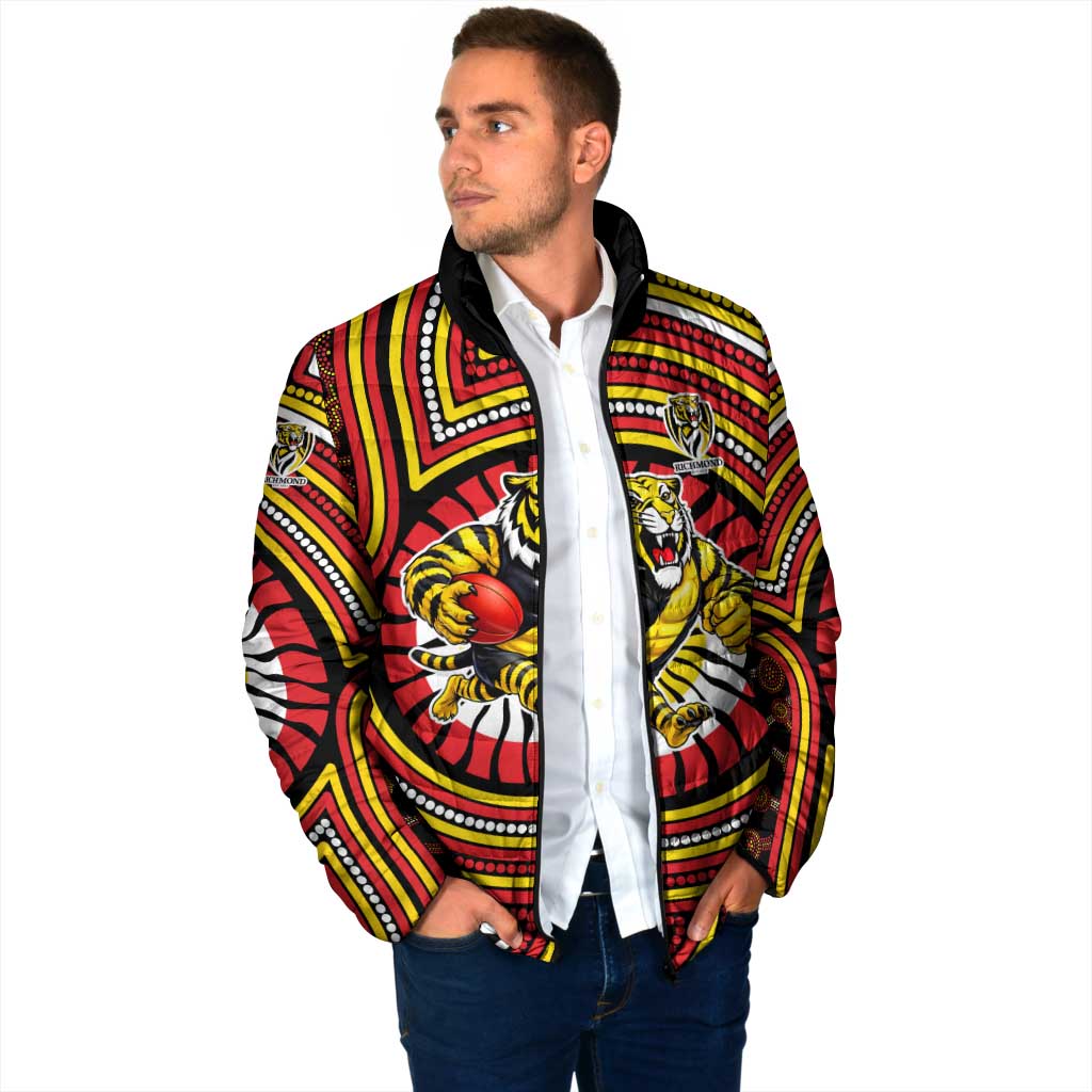 Richmond Football Club Padded Jacket Indigenous Monochrome Dot Art Mascot Style