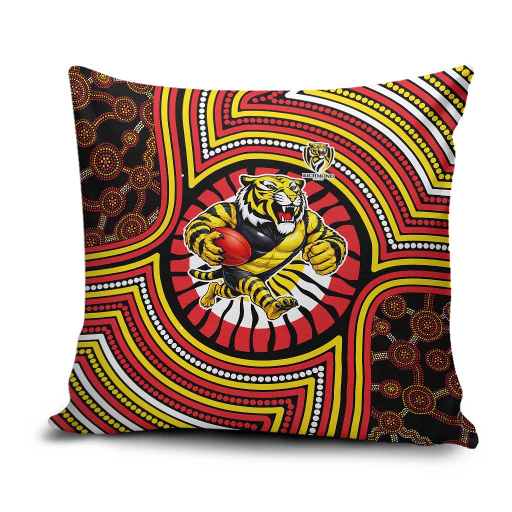 Richmond Football Club Pillow Cover Indigenous Monochrome Dot Art Mascot Style