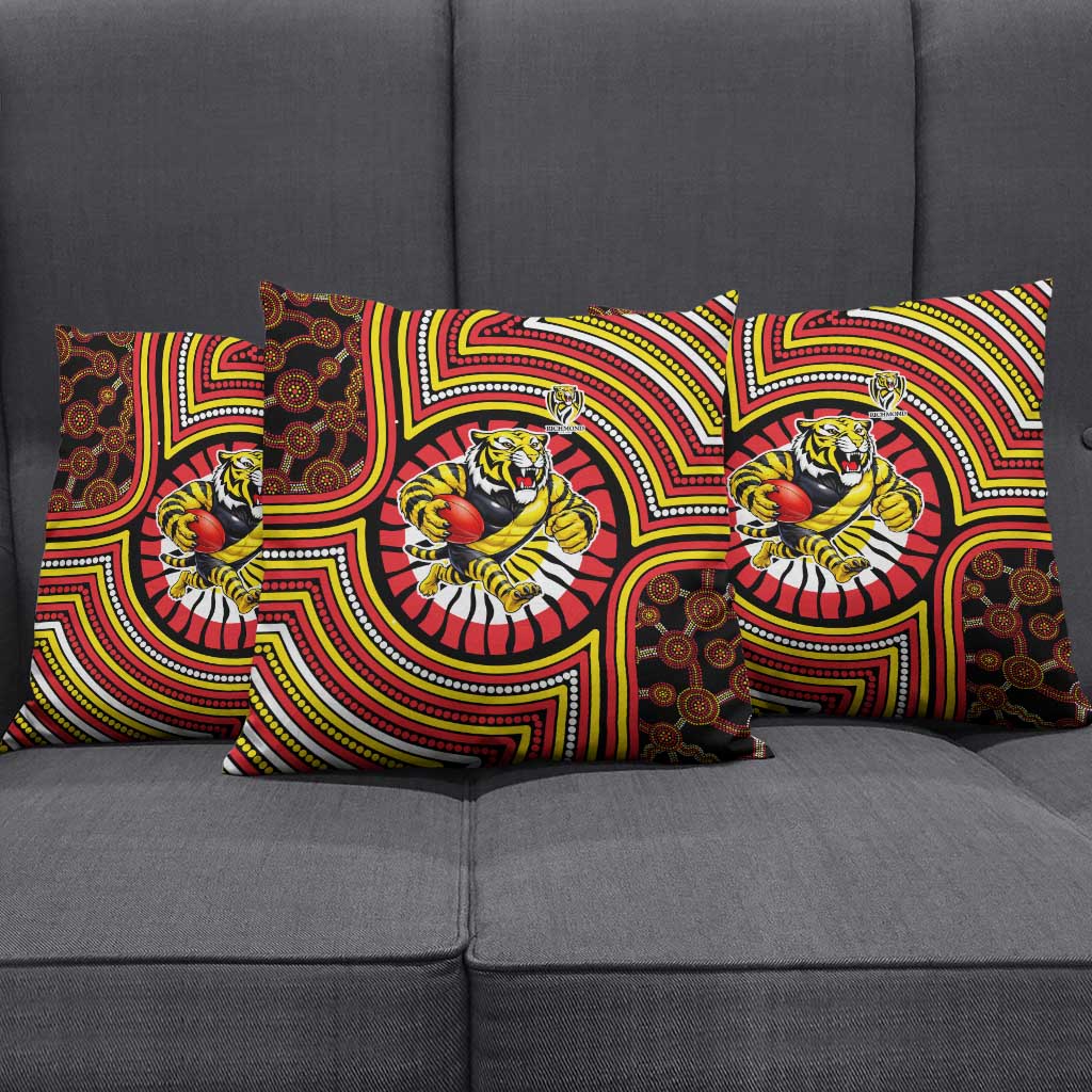 Richmond Football Club Pillow Cover Indigenous Monochrome Dot Art Mascot Style