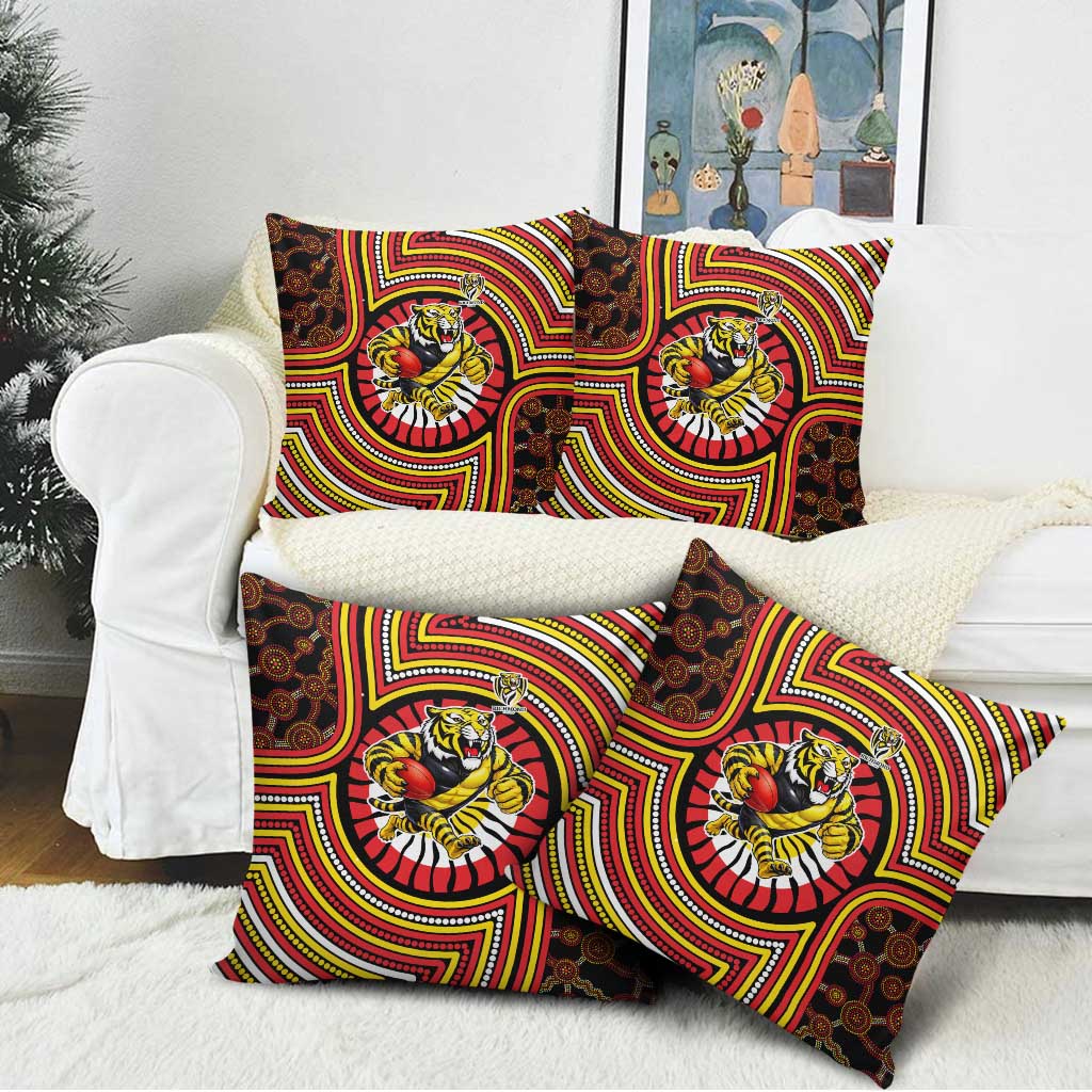 Richmond Football Club Pillow Cover Indigenous Monochrome Dot Art Mascot Style