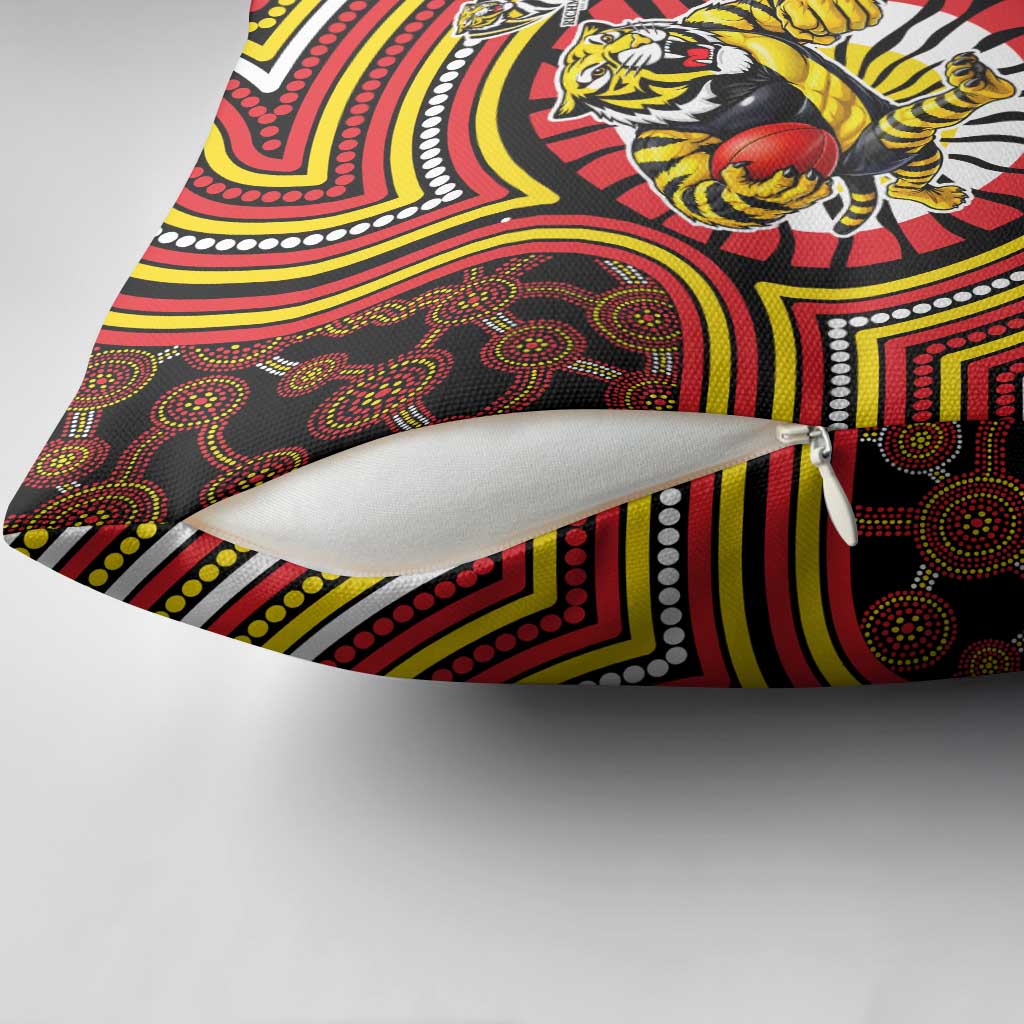 Richmond Football Club Pillow Cover Indigenous Monochrome Dot Art Mascot Style