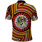 Richmond Football Club Polo Shirt Indigenous Monochrome Dot Art Mascot Style