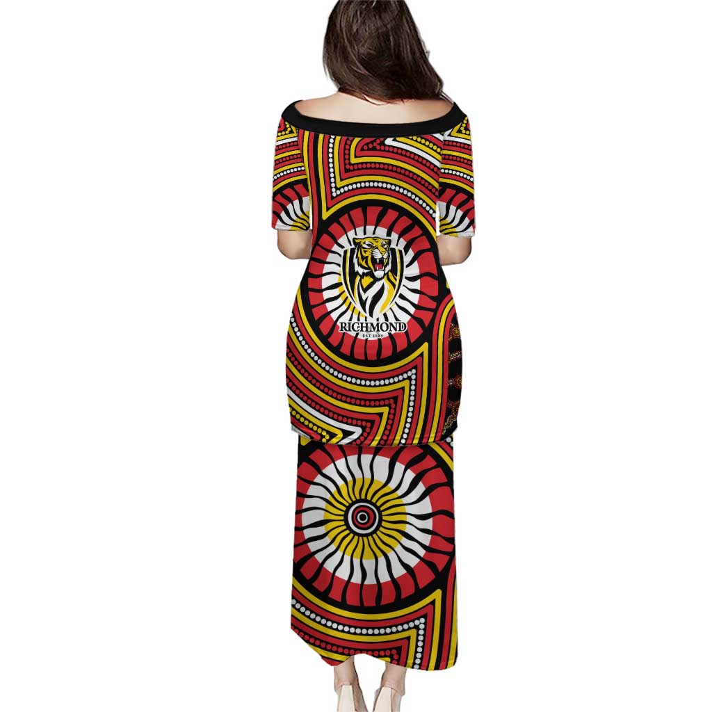 Richmond Football Club Puletasi Indigenous Monochrome Dot Art Mascot Style